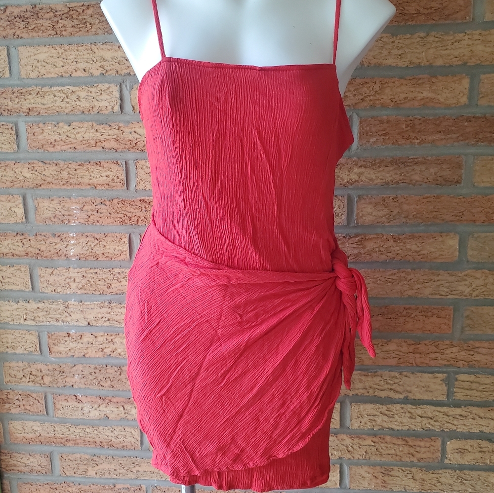 Forever 21 Red Wrap Mini Dress Size Large